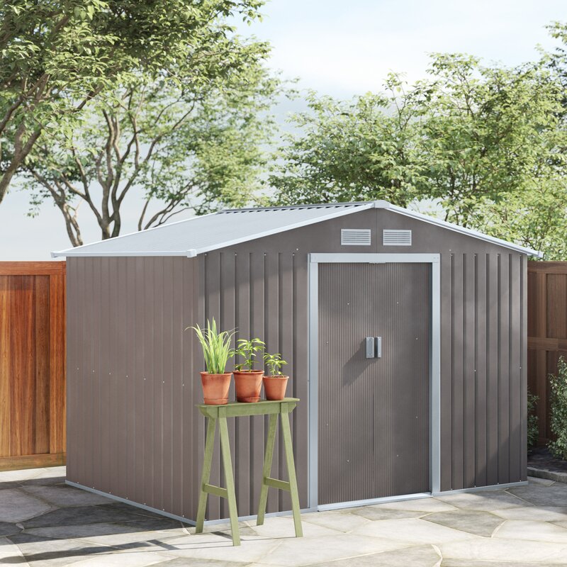 outsunny metal storage shed & reviews wayfair